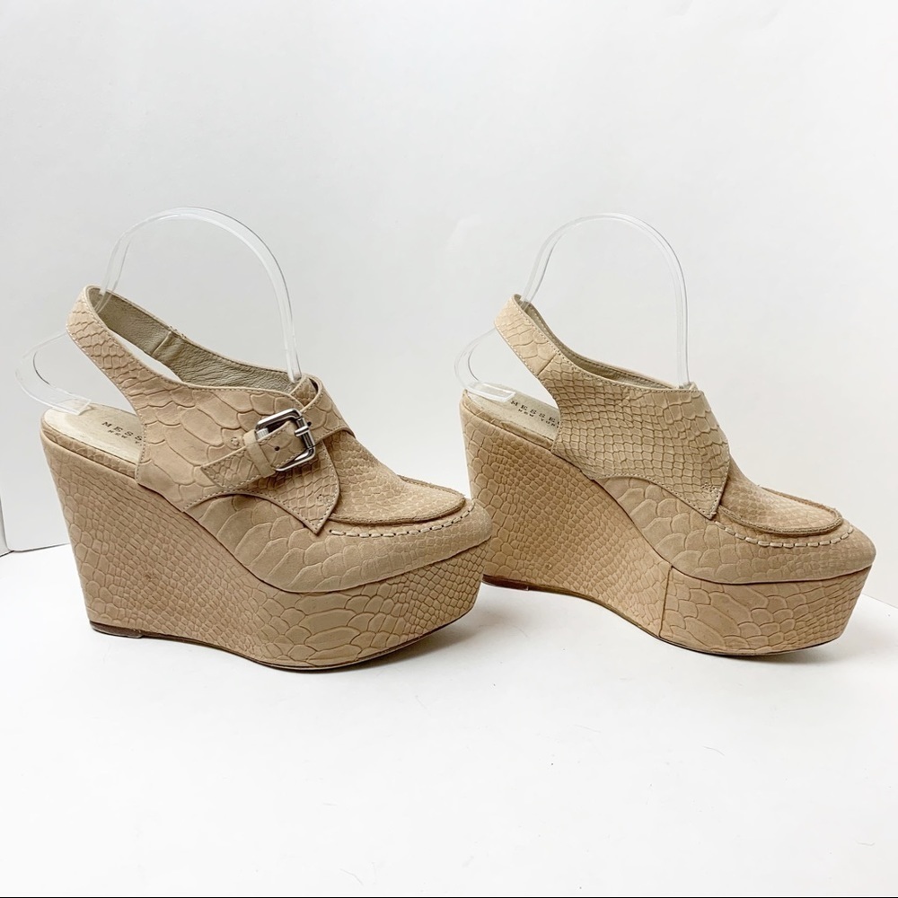 Messeca New York Embossed Wedges.